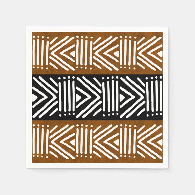 African Mud Cloud Bogolan Designer Paper Napkins Serviette (Vorderseite)