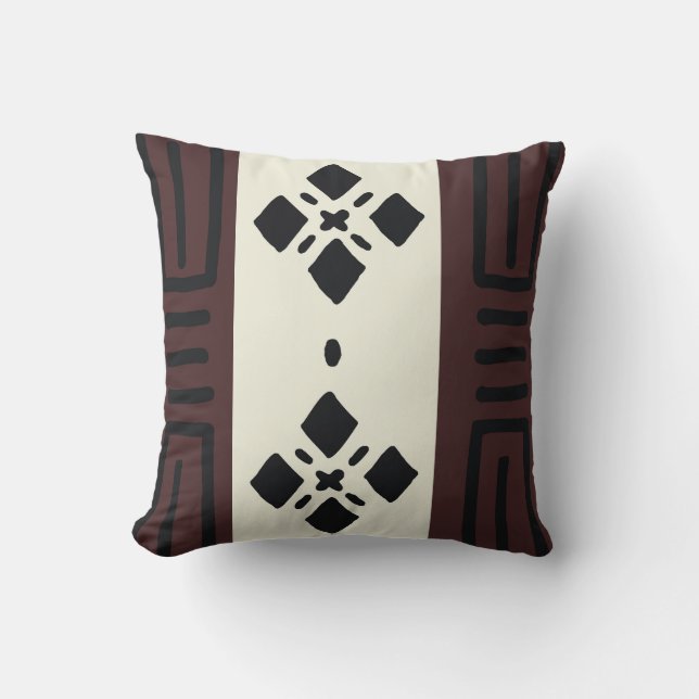 African Mudcloth Bogolan Design Throw Kissen (Vorderseite)