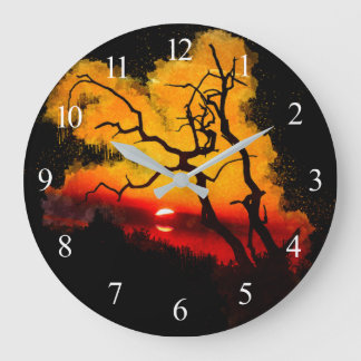 African Nightsky Sunset Große Wanduhr