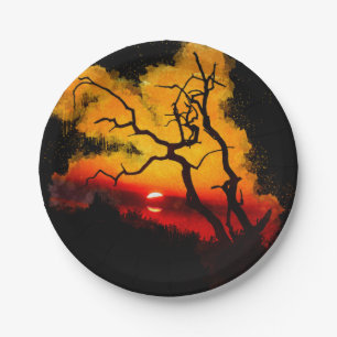 African Nightsky Sunset Pappteller