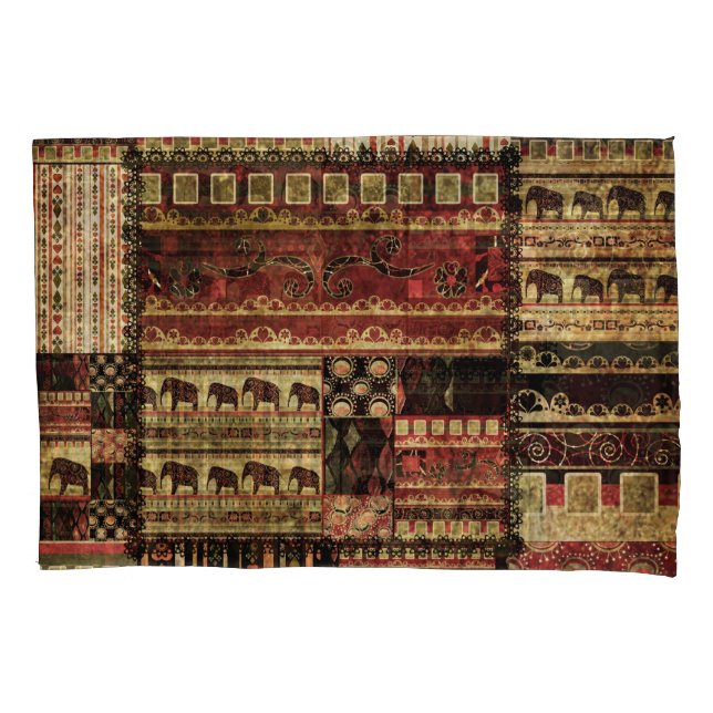 African Patchwork: Grunge Print Background Kissenbezug (Vorderseite)