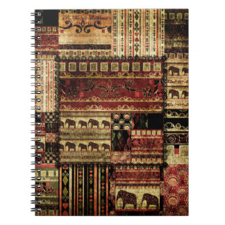 African Patchwork: Grunge Print Background Notizblock