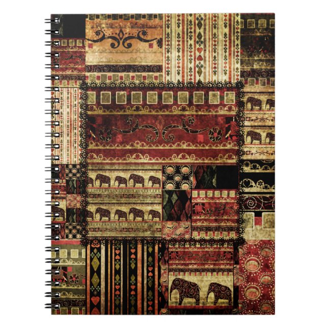 African Patchwork: Grunge Print Background Notizblock (Vorderseite)