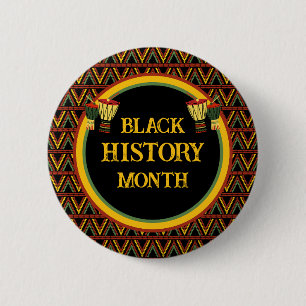 African Patterns Black History Month Celebration Button