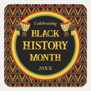 African Patterns Black History Month Celebration Quadratischer Aufkleber