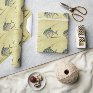 African Pompano Fish, Vintage Threadfin Trevally Geschenkpapier