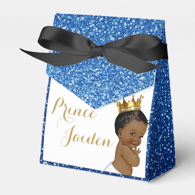 African Prince Blue|Gold Elegant Ombre Glitzer Geschenkschachtel (Vorderseite)