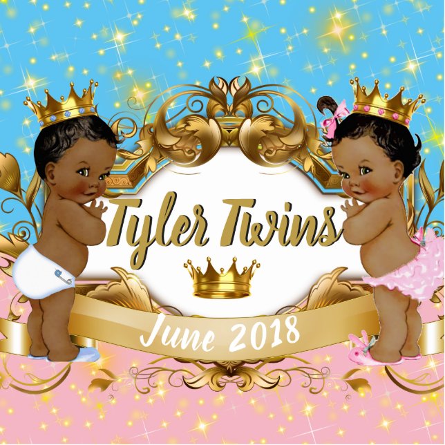 African Prince/Princess Pink|Blue Foto Statue Freistehende Fotoskulptur (Vorne)