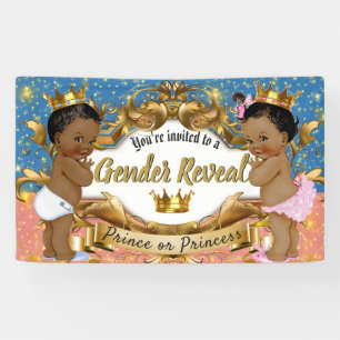 African Prince Princess Pink & Blue  Gender Reveal Banner