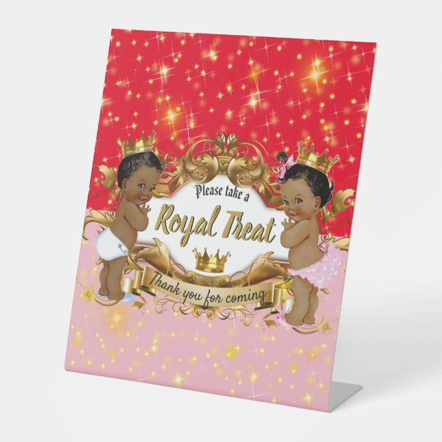 African Prince|Princess Pink & Red Gold Sparkon Sockelschild (Vorderseite)
