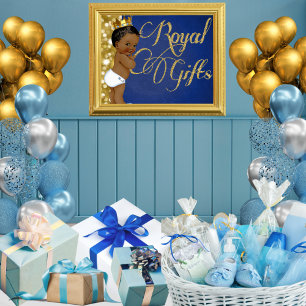 African Prince Royal Blue & Gold Glitzer Sign Poster