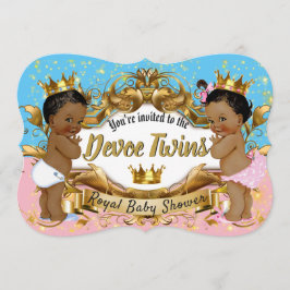 African Princess Pink & Blue| Gold Glitzern Einladung