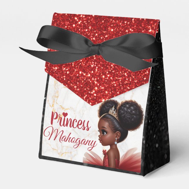 African Princess Royal Birthday Glitzer Rot/Schwar Geschenkschachtel (Vorderseite)