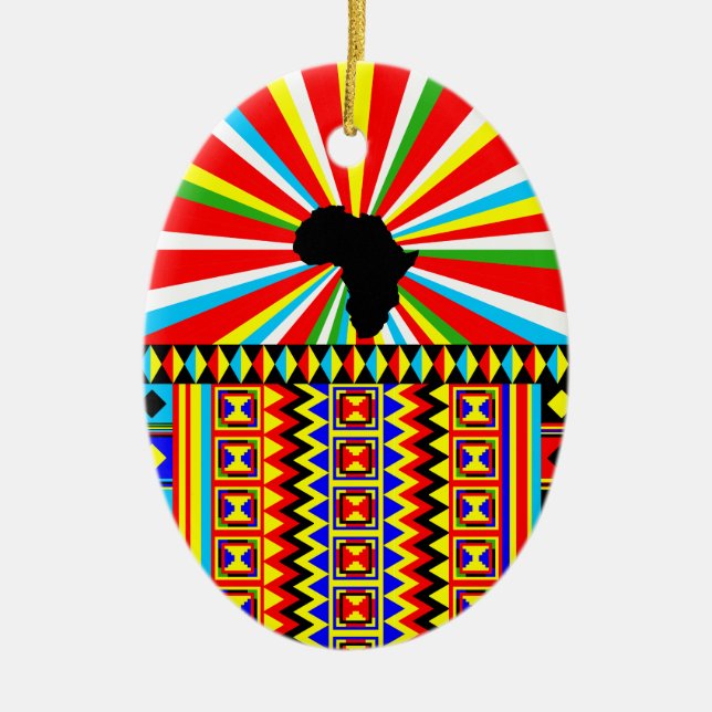 African Print Kente Cloth Tribal Muster Ankara Keramikornament (Vorne)
