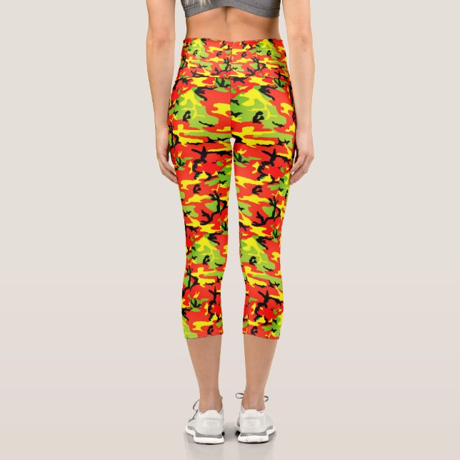 African Proud - Yoga Rasta Camouflage Capri Leggings (Rückseite)