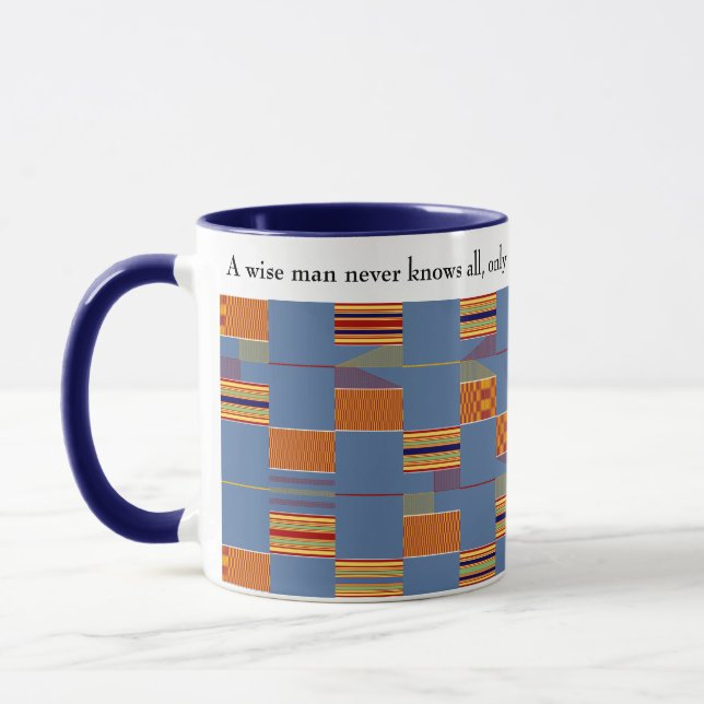 African Proverb Denim Blue Kente Tasse (Links)
