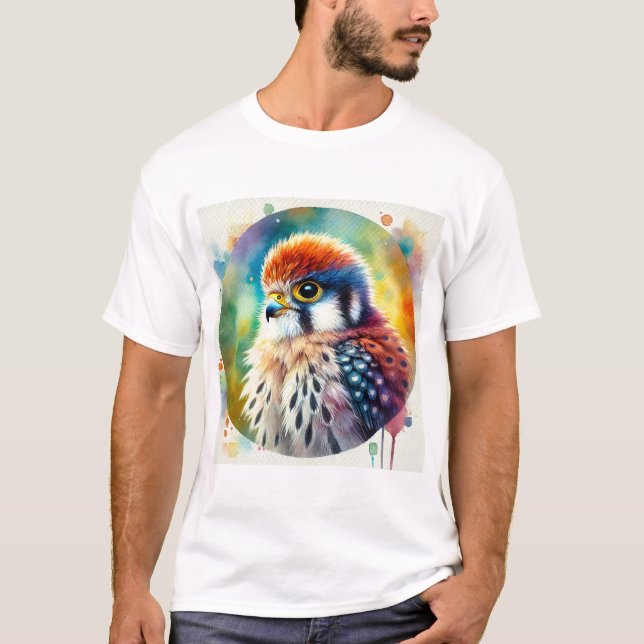 African Pygmy Falcon 070724AREF123 - Watercolor T-Shirt (Vorderseite)