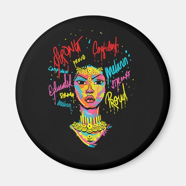 African Queen Strong Woman Black History Month Pro Magnet (Vorne)