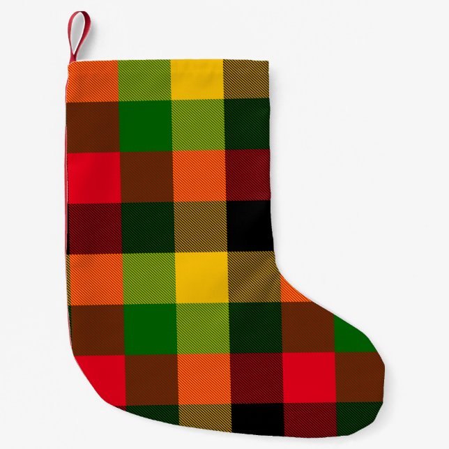  African Rasta Reggae Colours Plaid Pattern Design Kleiner Weihnachtsstrumpf (Vorderseite)