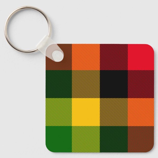  African Rasta Reggae Colours Plaid Pattern Design Schlüsselanhänger (Vorderseite)