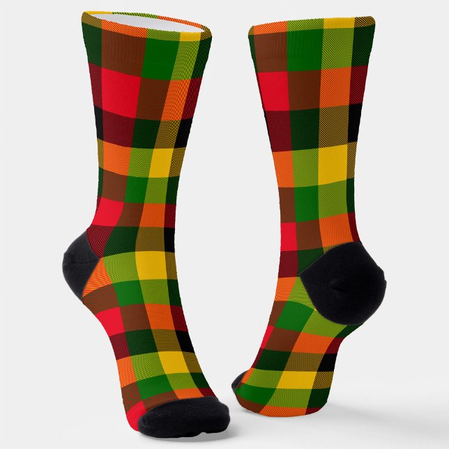  African Rasta Reggae Colours Plaid Pattern Design Socken (Von Creator hochgeladen)