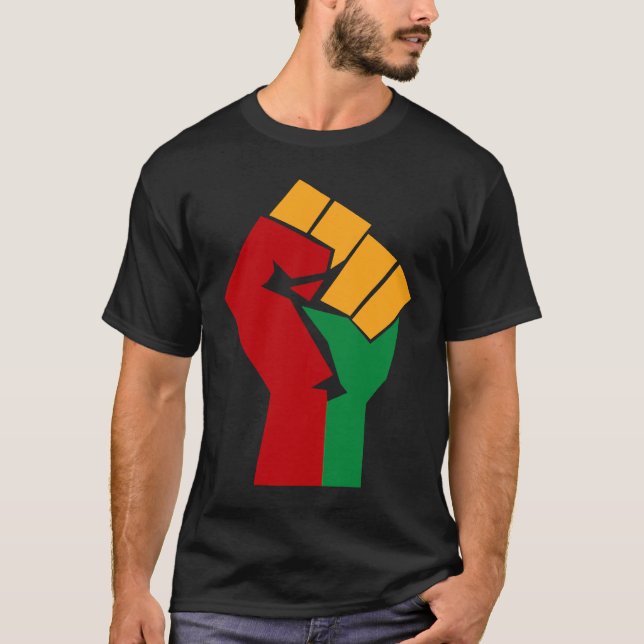 African Rising Hand Fist Black History Month BLM A T-Shirt (Vorderseite)