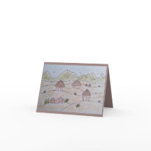 African Rondavel Huts Thank You Card