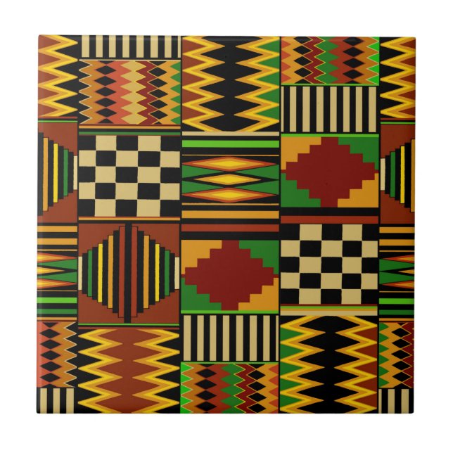 African Royal Kente Cloud Design Fliese (Vorderseite)