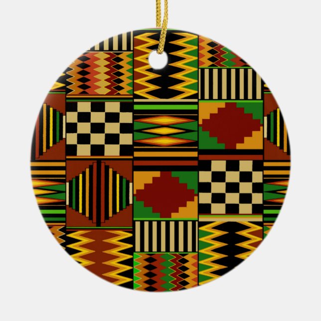 African Royal Kente Cloud Design Keramik Ornament (Vorne)