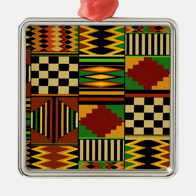 African Royal Kente Cloud Design Ornament Aus Metall (Vorne)