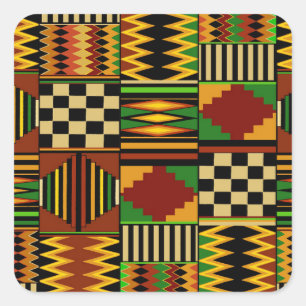 African Royal Kente Cloud Design Quadratischer Aufkleber