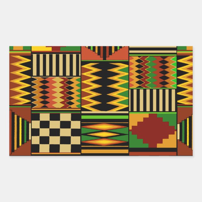 African Royal Kente Cloud Design Rechteckiger Aufkleber (Vorderseite)