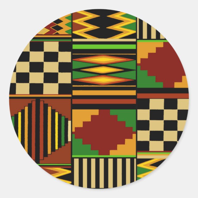 African Royal Kente Cloud Design Runder Aufkleber (Vorderseite)