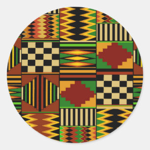 African Royal Kente Cloud Design Runder Aufkleber
