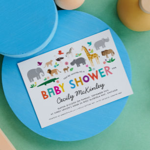 African Safari Animals Baby Shower Einladung