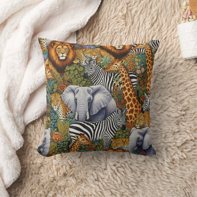 AFRICAN SAFARI ANIMALS Throw Pillow Kissen (Decke)