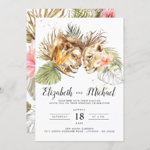 African Safari Boho Botanical Wedding Einladung