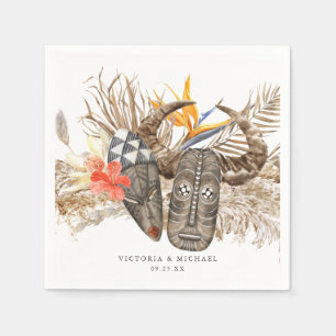 African Safari Boho Floral Monogram Serviette