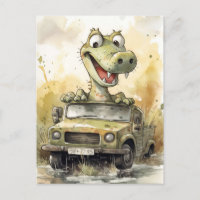 African Safari Crocodile Postcard