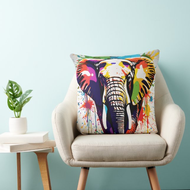 African Safari Elephant Rainbow Design Kissen (Stuhl )