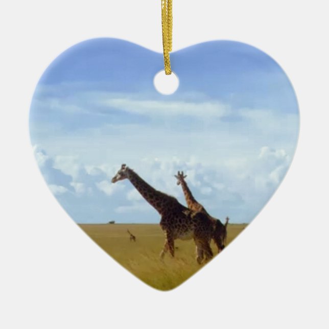 African Safari Giraffe: Kenya National Park Keramik Ornament (Vorne)