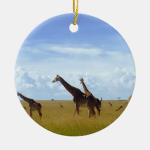 African Safari Giraffes Keramik Ornament
