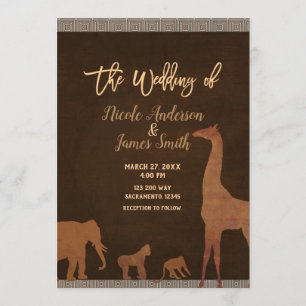 African Safari Jungle Zoo Vintage Wedding Einladung