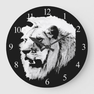 African Safari Lion Large Clock Große Wanduhr
