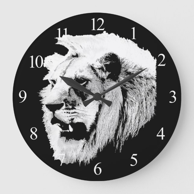 African Safari Lion Large Clock Große Wanduhr (Vorderseite)