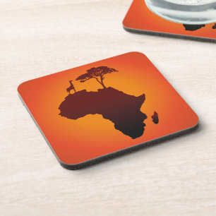 African Safari Map - Plastic Cork Untersetzer