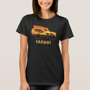 African Safari Park Vehicle Elephant Family Vintag T-Shirt