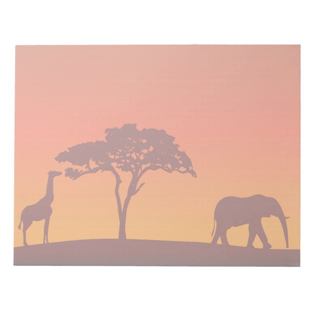 African Safari Silhouette - Notepad Notizblock (Vorderseite)