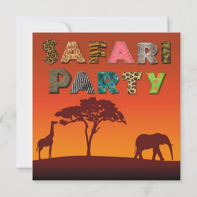 African Safari Silhouette Party - Einladung (Vorderseite)