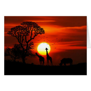 African Safari Sunset Animal Silhouetten